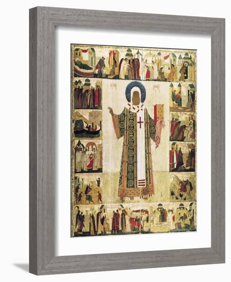 The Metropolitan Peter of Moscow with Scenes from His Life, 1480s-Dionysius-Framed Giclee Print