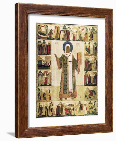The Metropolitan Peter of Moscow with Scenes from His Life, 1480s-Dionysius-Framed Giclee Print