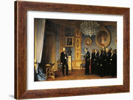 The Mexican Delegation Offering the Mexican Imperial Crown to Maximilian of Habsburg-Cesare Dell'acqua-Framed Giclee Print