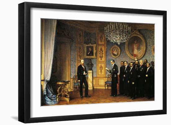 The Mexican Delegation Offering the Mexican Imperial Crown to Maximilian of Habsburg-Cesare Dell'acqua-Framed Giclee Print