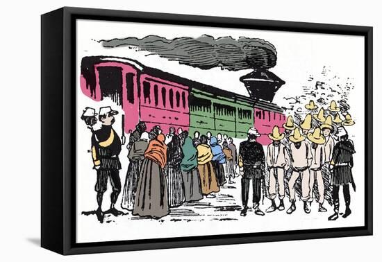 The Mexican Revolution (1910-1920): Deportation of Workers in the Valle Nacional, circa 1908 - Xylo-Jose Guadalupe Posada-Framed Premier Image Canvas