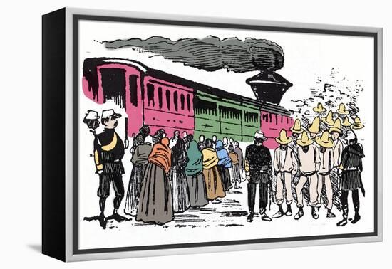 The Mexican Revolution (1910-1920): Deportation of Workers in the Valle Nacional, circa 1908 - Xylo-Jose Guadalupe Posada-Framed Premier Image Canvas