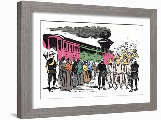 The Mexican Revolution (1910-1920): Deportation of Workers in the Valle Nacional, circa 1908 - Xylo-Jose Guadalupe Posada-Framed Giclee Print