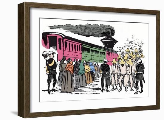 The Mexican Revolution (1910-1920): Deportation of Workers in the Valle Nacional, circa 1908 - Xylo-Jose Guadalupe Posada-Framed Giclee Print