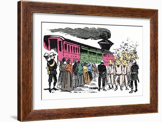 The Mexican Revolution (1910-1920): Deportation of Workers in the Valle Nacional, circa 1908 - Xylo-Jose Guadalupe Posada-Framed Giclee Print