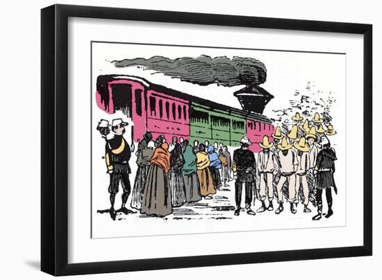 The Mexican Revolution (1910-1920): Deportation of Workers in the Valle Nacional, circa 1908 - Xylo-Jose Guadalupe Posada-Framed Giclee Print