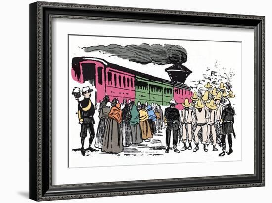 The Mexican Revolution (1910-1920): Deportation of Workers in the Valle Nacional, circa 1908 - Xylo-Jose Guadalupe Posada-Framed Giclee Print