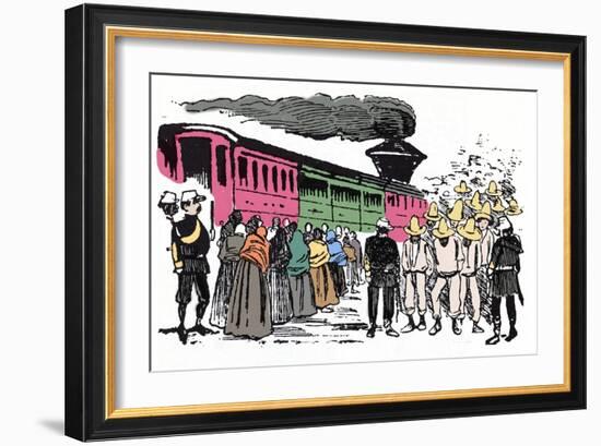 The Mexican Revolution (1910-1920): Deportation of Workers in the Valle Nacional, circa 1908 - Xylo-Jose Guadalupe Posada-Framed Giclee Print