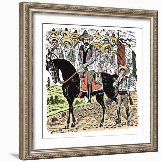 The Mexican Revolution (1910-1920): Portrait of Francisco Indalecio Madero (1873-1913) Mexican Revo-Jose Guadalupe Posada-Framed Giclee Print
