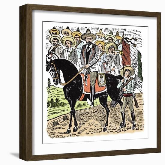 The Mexican Revolution (1910-1920): Portrait of Francisco Indalecio Madero (1873-1913) Mexican Revo-Jose Guadalupe Posada-Framed Giclee Print