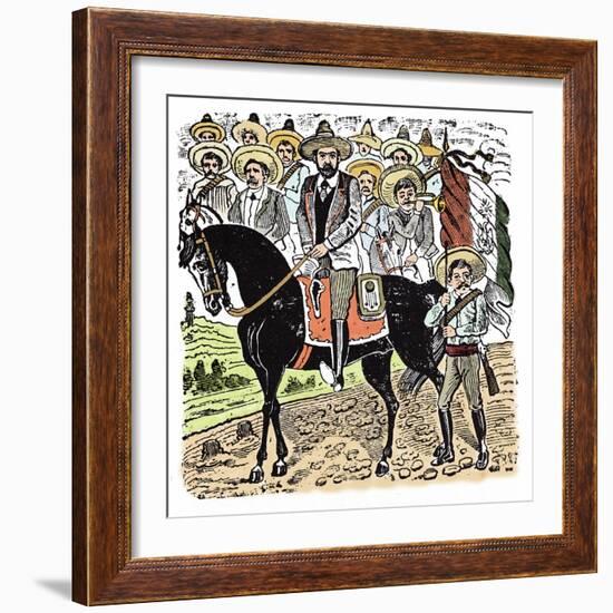 The Mexican Revolution (1910-1920): Portrait of Francisco Indalecio Madero (1873-1913) Mexican Revo-Jose Guadalupe Posada-Framed Giclee Print