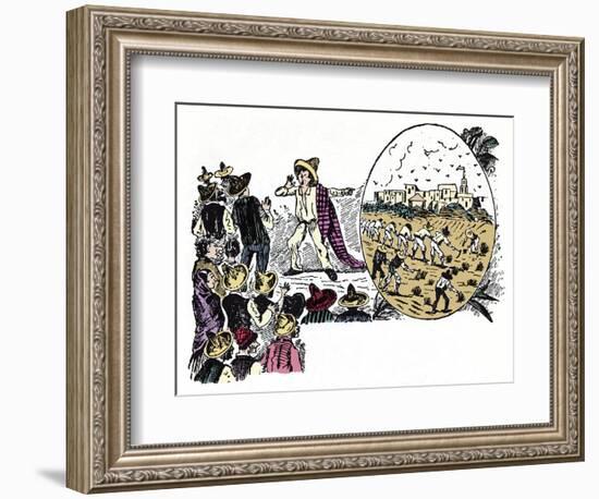 The Mexican Revolution (1910-1920): Story of Hard Work by One of the Workers in the Valle Nacional,-Jose Guadalupe Posada-Framed Giclee Print