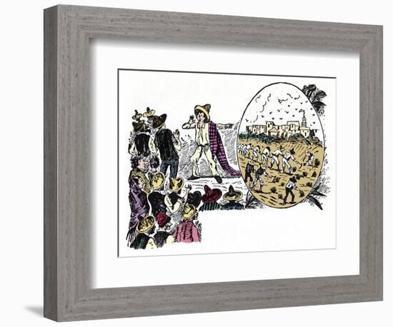 The Mexican Revolution (1910-1920): Story of Hard Work by One of the Workers in the Valle Nacional,-Jose Guadalupe Posada-Framed Giclee Print