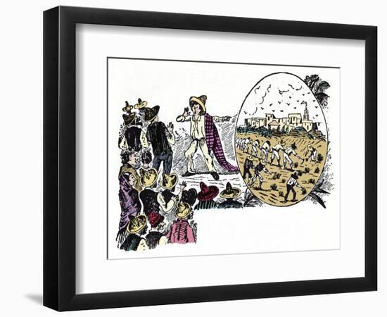 The Mexican Revolution (1910-1920): Story of Hard Work by One of the Workers in the Valle Nacional,-Jose Guadalupe Posada-Framed Giclee Print