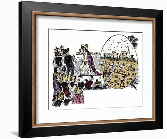 The Mexican Revolution (1910-1920): Story of Hard Work by One of the Workers in the Valle Nacional,-Jose Guadalupe Posada-Framed Giclee Print