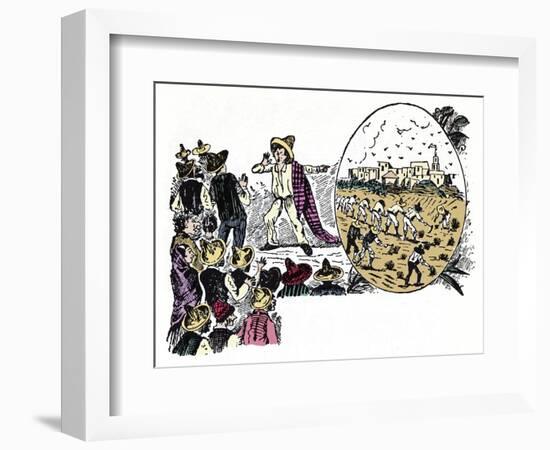 The Mexican Revolution (1910-1920): Story of Hard Work by One of the Workers in the Valle Nacional,-Jose Guadalupe Posada-Framed Giclee Print