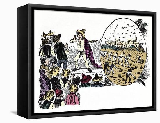 The Mexican Revolution (1910-1920): Story of Hard Work by One of the Workers in the Valle Nacional,-Jose Guadalupe Posada-Framed Premier Image Canvas