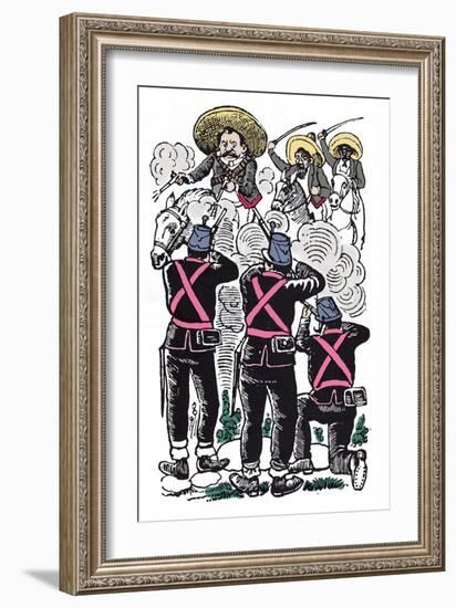 The Mexican Revolution (1910-1920): the Fight of the Federals against the Revolutionary Troops of E-Jose Guadalupe Posada-Framed Giclee Print