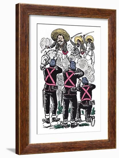 The Mexican Revolution (1910-1920): the Fight of the Federals against the Revolutionary Troops of E-Jose Guadalupe Posada-Framed Giclee Print