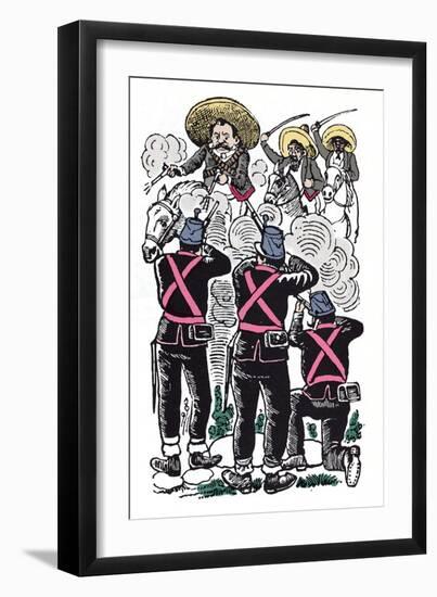 The Mexican Revolution (1910-1920): the Fight of the Federals against the Revolutionary Troops of E-Jose Guadalupe Posada-Framed Giclee Print