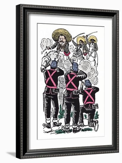 The Mexican Revolution (1910-1920): the Fight of the Federals against the Revolutionary Troops of E-Jose Guadalupe Posada-Framed Giclee Print