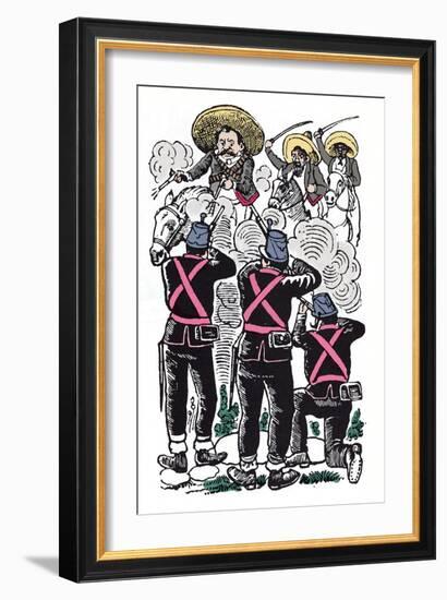 The Mexican Revolution (1910-1920): the Fight of the Federals against the Revolutionary Troops of E-Jose Guadalupe Posada-Framed Giclee Print