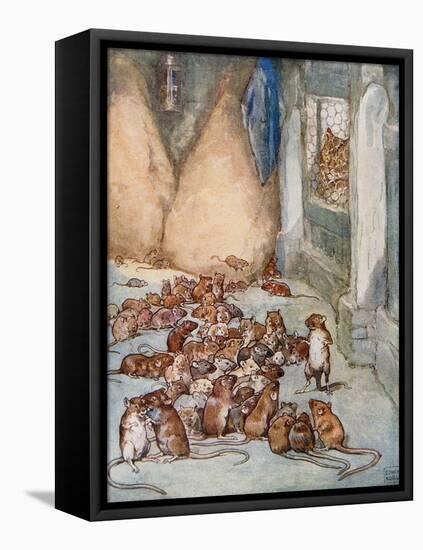 The Mice in the Council from 'Aesop's Fables'-John Edwin Noble-Framed Premier Image Canvas