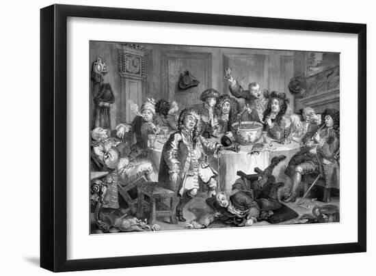 The midnight conversation by William Hogarth-William Hogarth-Framed Giclee Print