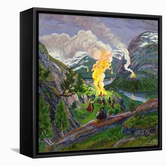 The Midsummer Fire by Astrup-Nikolai Astrup-Framed Premier Image Canvas