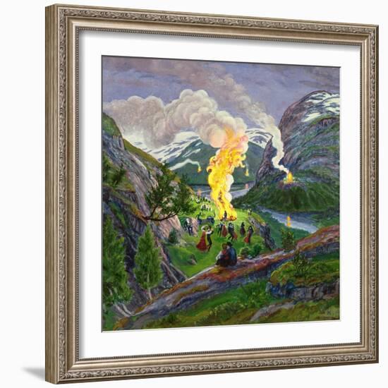 The Midsummer Fire by Astrup-Nikolai Astrup-Framed Giclee Print