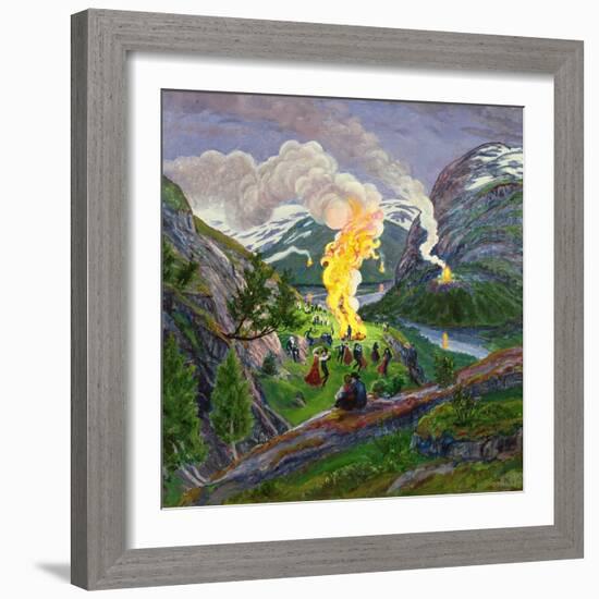 The Midsummer Fire by Astrup-Nikolai Astrup-Framed Giclee Print