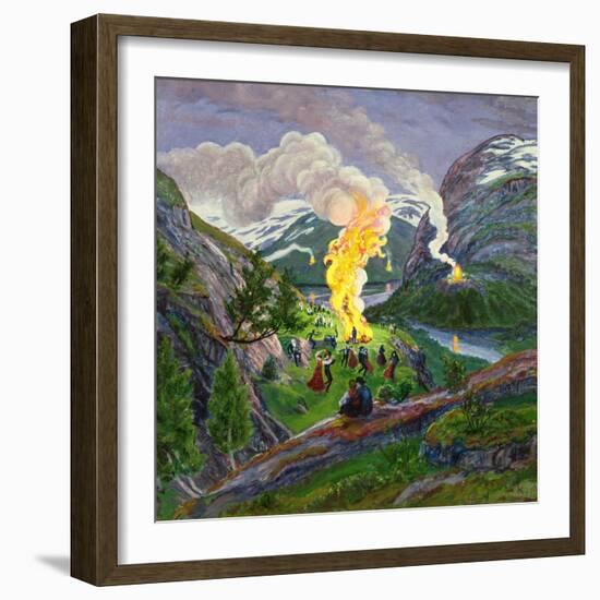 The Midsummer Fire by Astrup-Nikolai Astrup-Framed Giclee Print