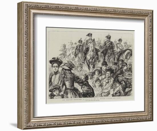 The Military Manoeuvres, a Charge of the 8th Hussars Scatters the Crowd-Charles Paul Renouard-Framed Giclee Print