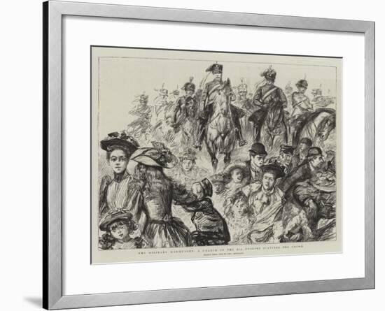 The Military Manoeuvres, a Charge of the 8th Hussars Scatters the Crowd-Charles Paul Renouard-Framed Giclee Print