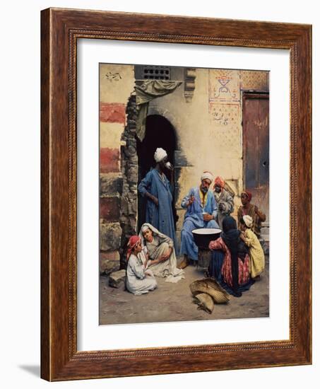 The Milk Seller, Cairo, 1886 (Oil on Wood)-Ludwig Deutsch-Framed Giclee Print