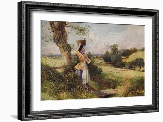 'The Milkmaid', 1860, (c1915)-Birket Foster-Framed Giclee Print