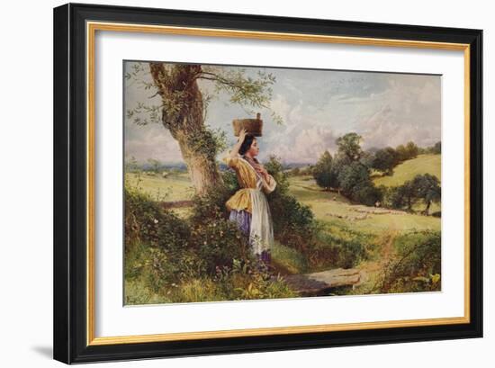 'The Milkmaid', 1860, (c1915)-Birket Foster-Framed Giclee Print