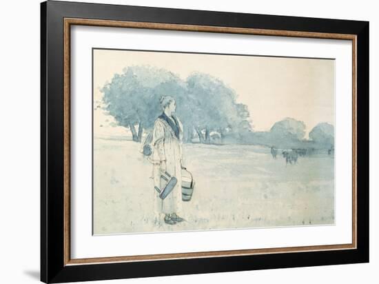 The Milkmaid, 1875-Winslow Homer-Framed Giclee Print