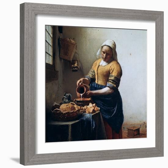 The Milkmaid, C1658-Johannes Vermeer-Framed Premium Giclee Print