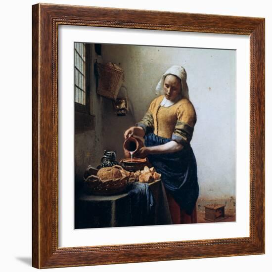 The Milkmaid, C1658-Johannes Vermeer-Framed Premium Giclee Print