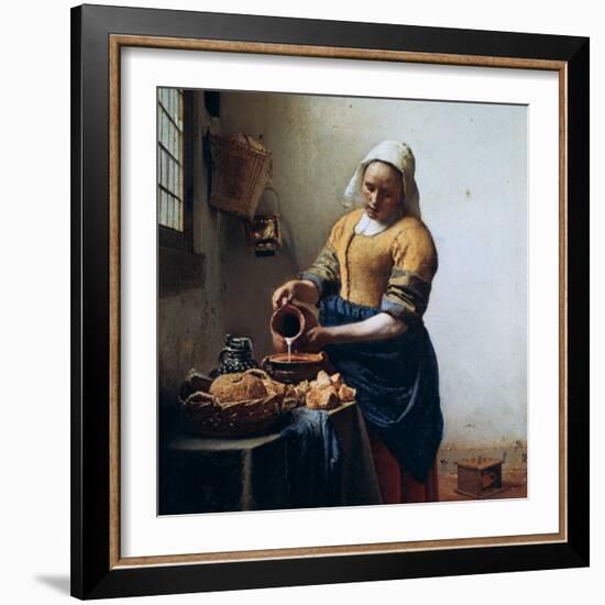 The Milkmaid, C1658-Johannes Vermeer-Framed Premium Giclee Print