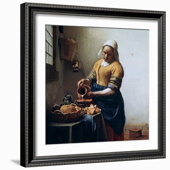 The Milkmaid, C1658-Johannes Vermeer-Framed Premium Giclee Print