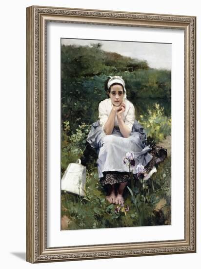 The Milkmaid (La Lechera). Ca. 1890-Joaquin Sorolla-Framed Giclee Print