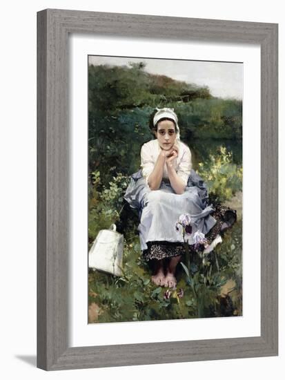 The Milkmaid (La Lechera). Ca. 1890-Joaquin Sorolla-Framed Giclee Print