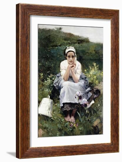 The Milkmaid (La Lechera). Ca. 1890-Joaquin Sorolla-Framed Giclee Print