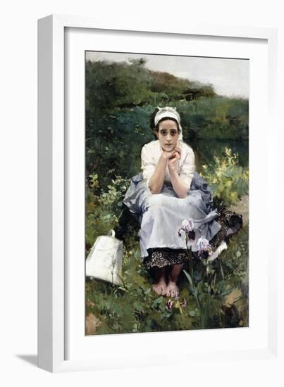 The Milkmaid (La Lechera). Ca. 1890-Joaquin Sorolla-Framed Giclee Print