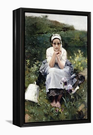 The Milkmaid (La Lechera). Ca. 1890-Joaquin Sorolla-Framed Premier Image Canvas