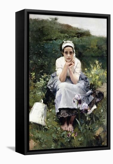 The Milkmaid (La Lechera). Ca. 1890-Joaquin Sorolla-Framed Premier Image Canvas