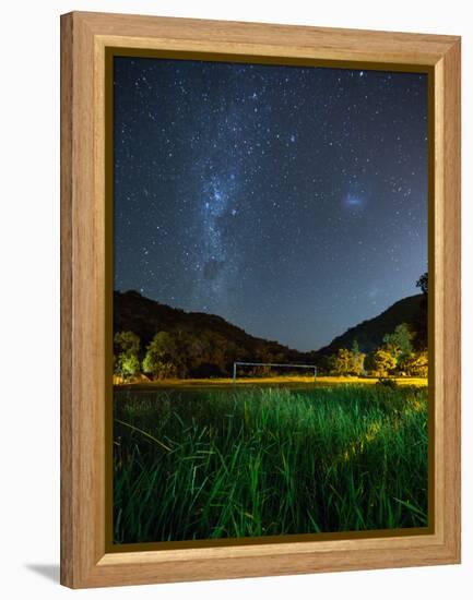 The Milky Way Above a Football Goal Post at Night in Ubatuba-Alex Saberi-Framed Premier Image Canvas