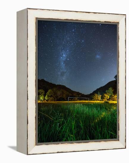 The Milky Way Above a Football Goal Post at Night in Ubatuba-Alex Saberi-Framed Premier Image Canvas